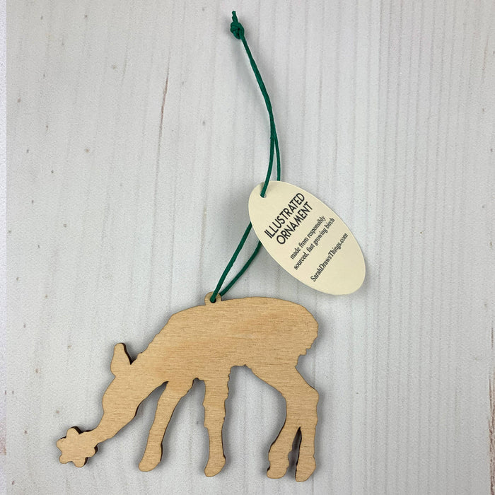 Snow Deer - 3.5" Wooden Ornament, back