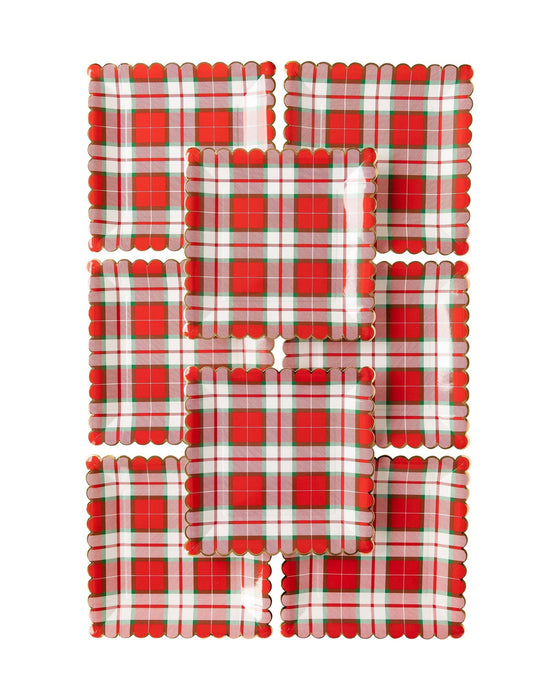 Cozy Lodge Square Scallop Plaid Plate