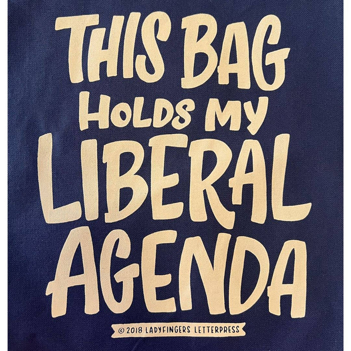 Liberal Agenda Tote, close up of text