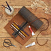 Buffalo Leather Roll Up Pencil Case - Handmade