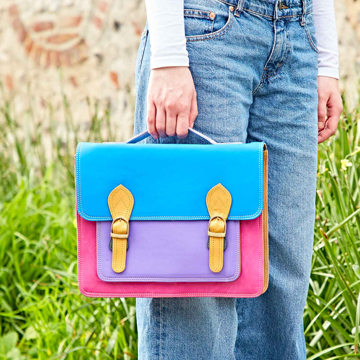 Multicoloured Recycled Leather Satchel Bag