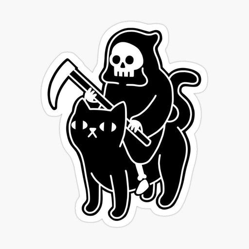 Death Rides A Black Cat Sticker | Designed by Obinsun