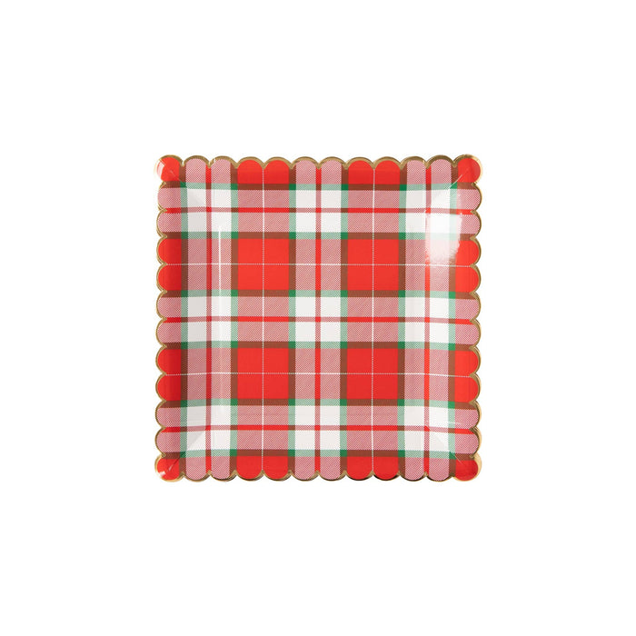 Cozy Lodge Square Scallop Plaid Plate