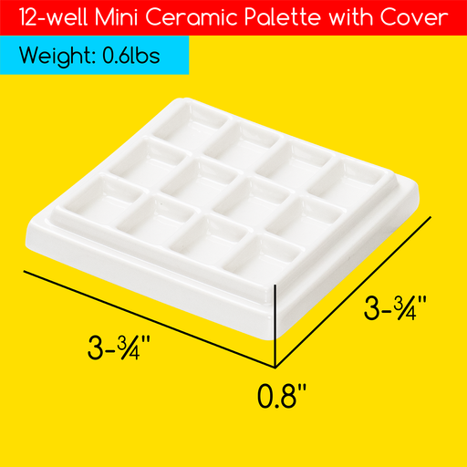 12 Well Ceramic Palette with Cover 3¾" x 3¾"