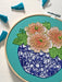 Peony Embroidery Kit, close-up of finished project