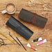 Buffalo Leather Roll Up Pencil Case - Handmade