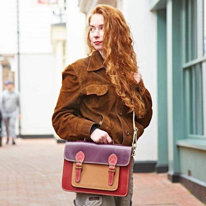 Multicoloured Recycled Leather Satchel Bag