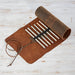 Buffalo Leather Roll Up Pencil Case - Handmade