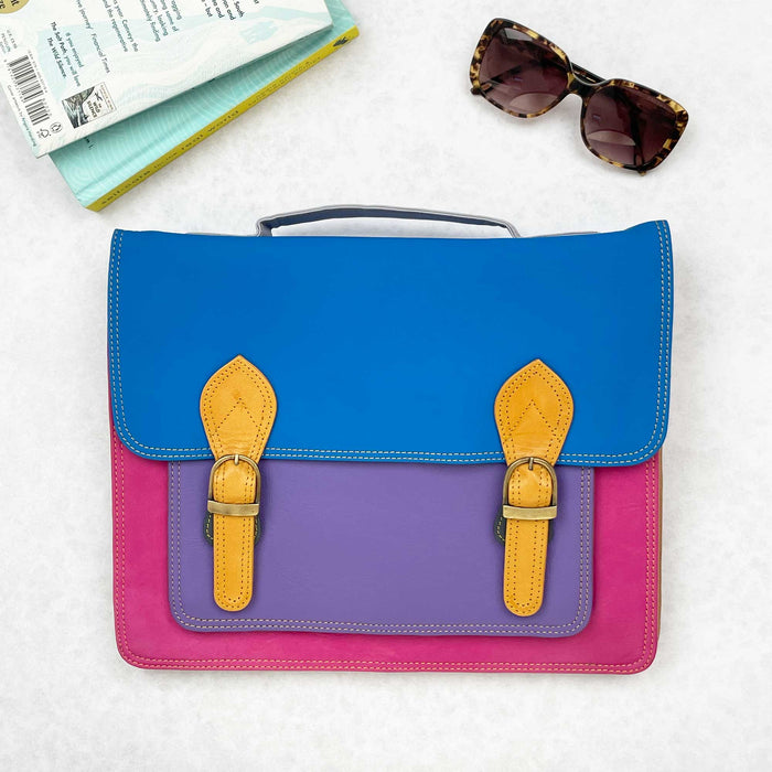 Multicoloured Recycled Leather Satchel Bag