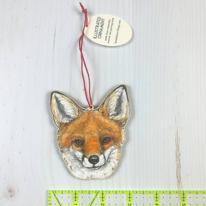 Fox Face - 3.5" Wooden Ornament