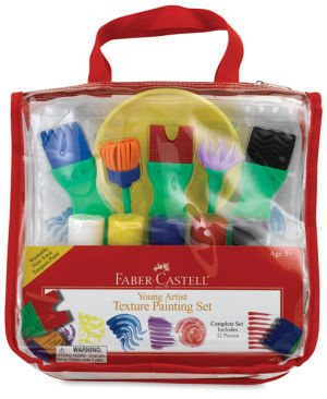 Faber-Castell Young Artist Texture Painting Set - Kids 12 Piece Paint Set - 5 Tempera Paints and Texture Paint Brushes | Art Department LLC