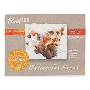 Fluid 100 Cold Press Watercolor Paper Easy-Block 15 Sheets | Global Art