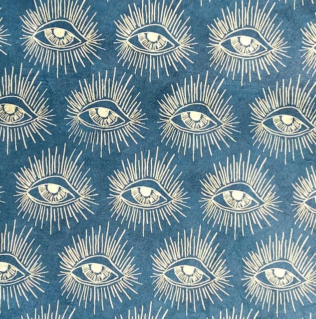 Gold Eyes on Dark Teal Decorative, Handmade Paper