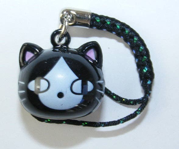 Painted Brass Bell Zipper Pulls, Black cat