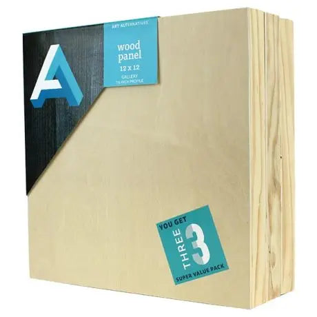 Wood Panel Super Value Packs Cradled, 12" x 12" Gallery Profile, 3/Pkg