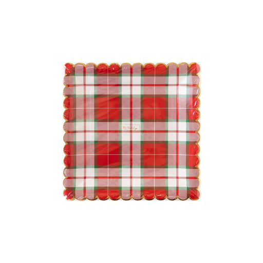 Cozy Lodge Square Scallop Plaid Plate