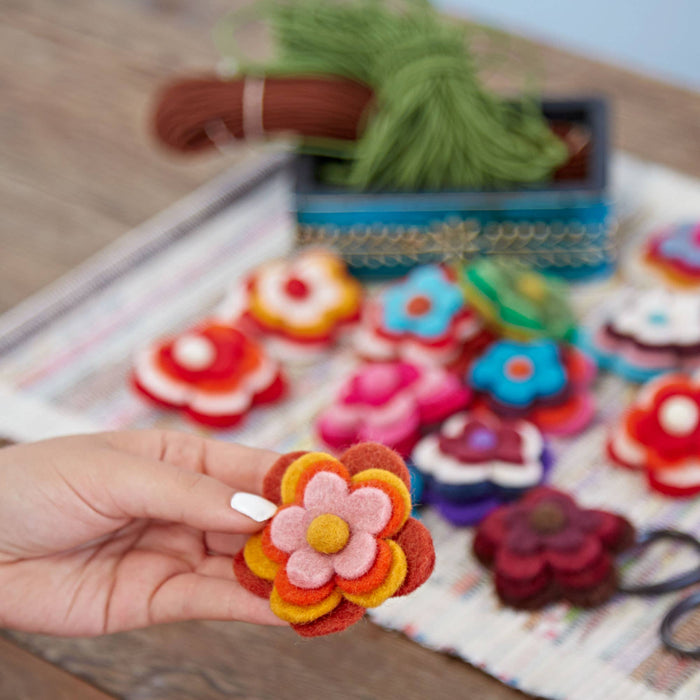 Four Flower Felt Brooch