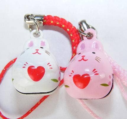 Painted Brass Bell Zipper Pulls, Sweetheart rabbit