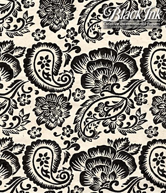 Black Ink Handmade Screen Printed Decorative Paper | Black Ink