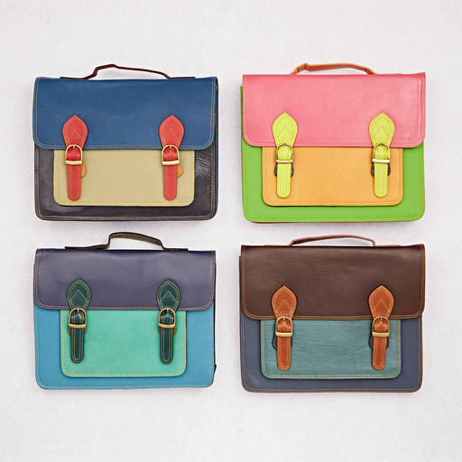 Multicoloured Recycled Leather Satchel Bag