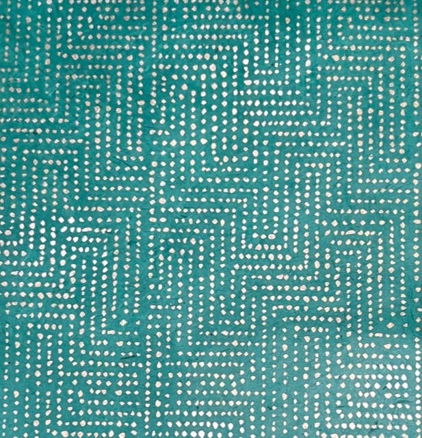 Maze Dots, Metallic on Green Decorative Paper