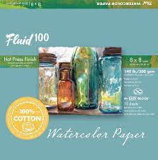 Fluid 100 Hot Press Watercolor Paper Easy-Block 15 Sheets | Global Art