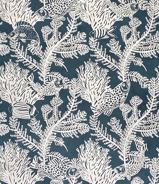 Sea Life, Silver on Dark Teal Decorative Paper