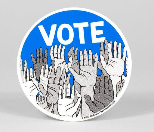 Nikki McClure- Vote!, Circle Sticker | Nikki McClure